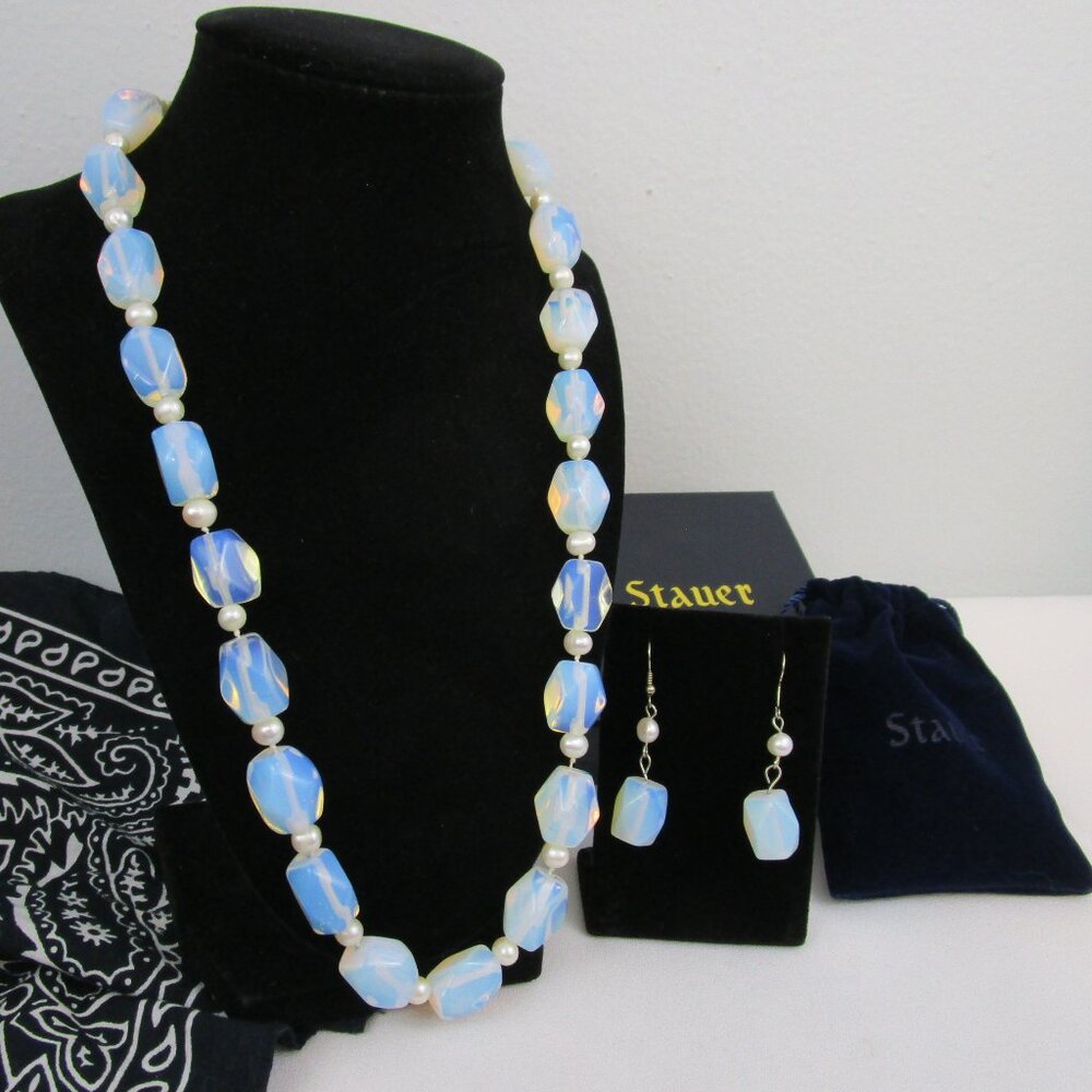 Stauer Opalite with Baroque Pearls Necklace and Earrings Set (Retired)